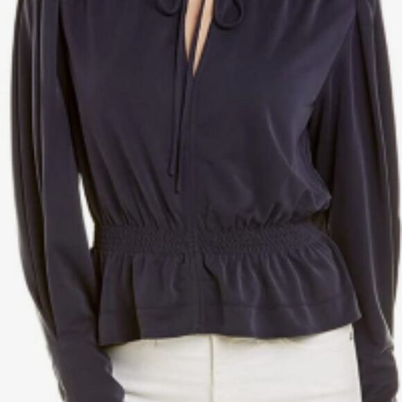 NWT - Rebecca Taylor Sandwash V-Neck Modal-Blend Top in Indigo- Small - Picture 7 of 8